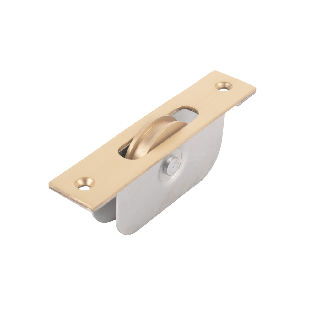 Sash Heritage 1 3/4 Inch Ball Bearing Brass Wheel Pulley with Square Faceplate - Satin Brass
